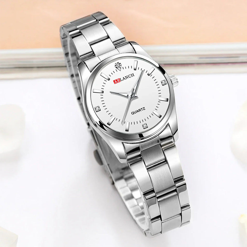 Luxury Women's Watch 29mm Fashionable Stainless Steel Rhinestone Pink Minimalist Girl Clock Outdoor Travel Women Wrist Watches Vera Lux