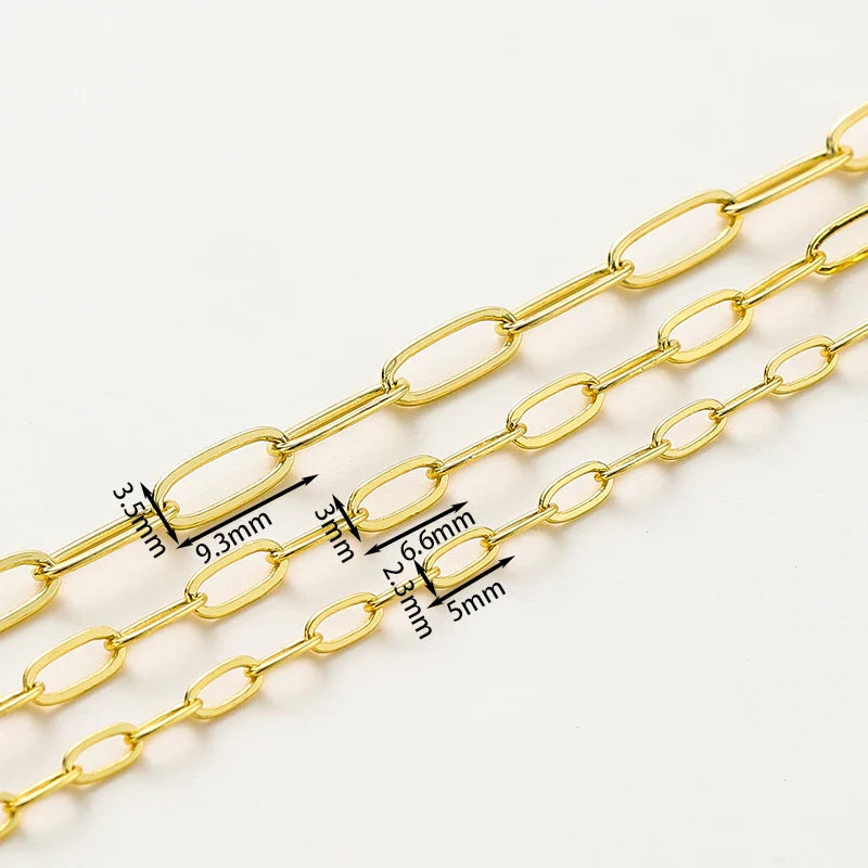 1Meter/lot 14K 18K Gold Plated Brass Metal Round Link Cable Chains DIY Jewelry Making Chain For Needlework Jewelry Accessories Vera Lux