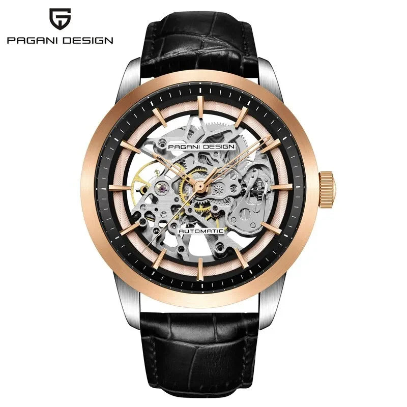 PAGANI DESIGN Business Man Watch Luxury Skeleton Hollow Leather Men's Wristwatch New Mechanical Male Clock Relogio Masculino Vera Lux