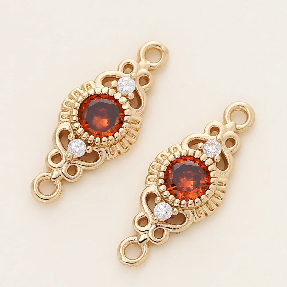 5/10Pcs/Pack 18K Gold Color Plated Metal Brass 2 Holes Oval Connector Pendants for DIY Necklace Jewelry Making Accessories Vera Lux