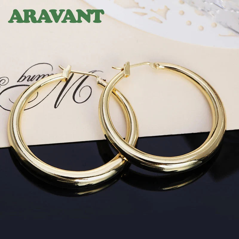 Aravant 925 Silver 35mm Rose Gold Hoop Earrings For Women Girls Fashion Jewelry Vera Lux
