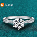 NeeTim Real 3 Carat Moissanite Wedding Ring for Women 925 Sterling Silver Round Brilliant Lab Diamond Engagement Rings Gift Vera Lux