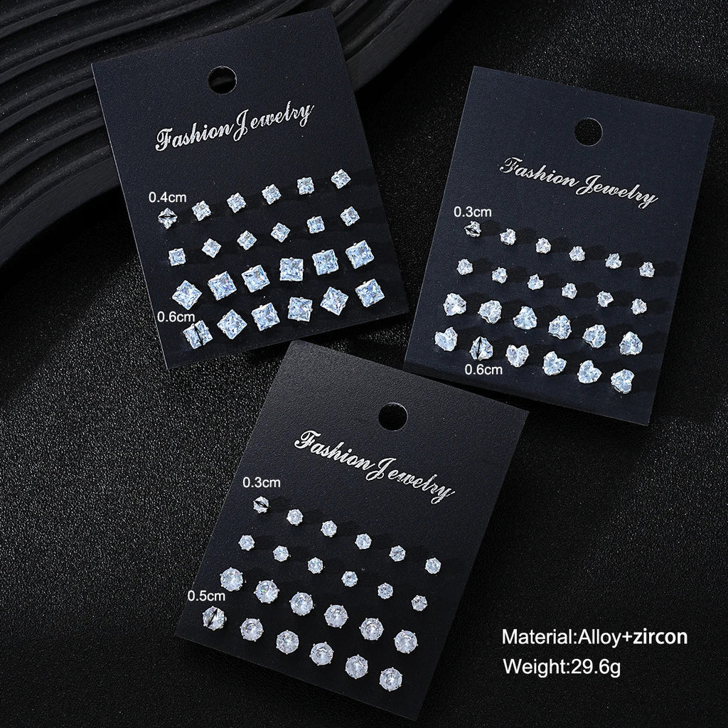 36 Pcs Simple Shiny Rhinestone Stud Earrings Set for Women Fashion Crystal Zircon Pearl Earring New Jewelry Accessories Gifts Vera Lux