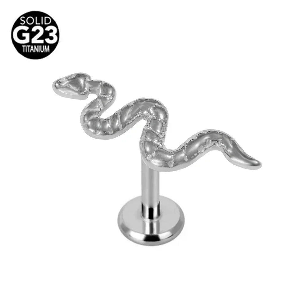 G23 Titanium Snake Bee Feather Labret Piercing 16G Internal Thread Earring Stud Cartilage Helix Body Jewelry Vera Lux