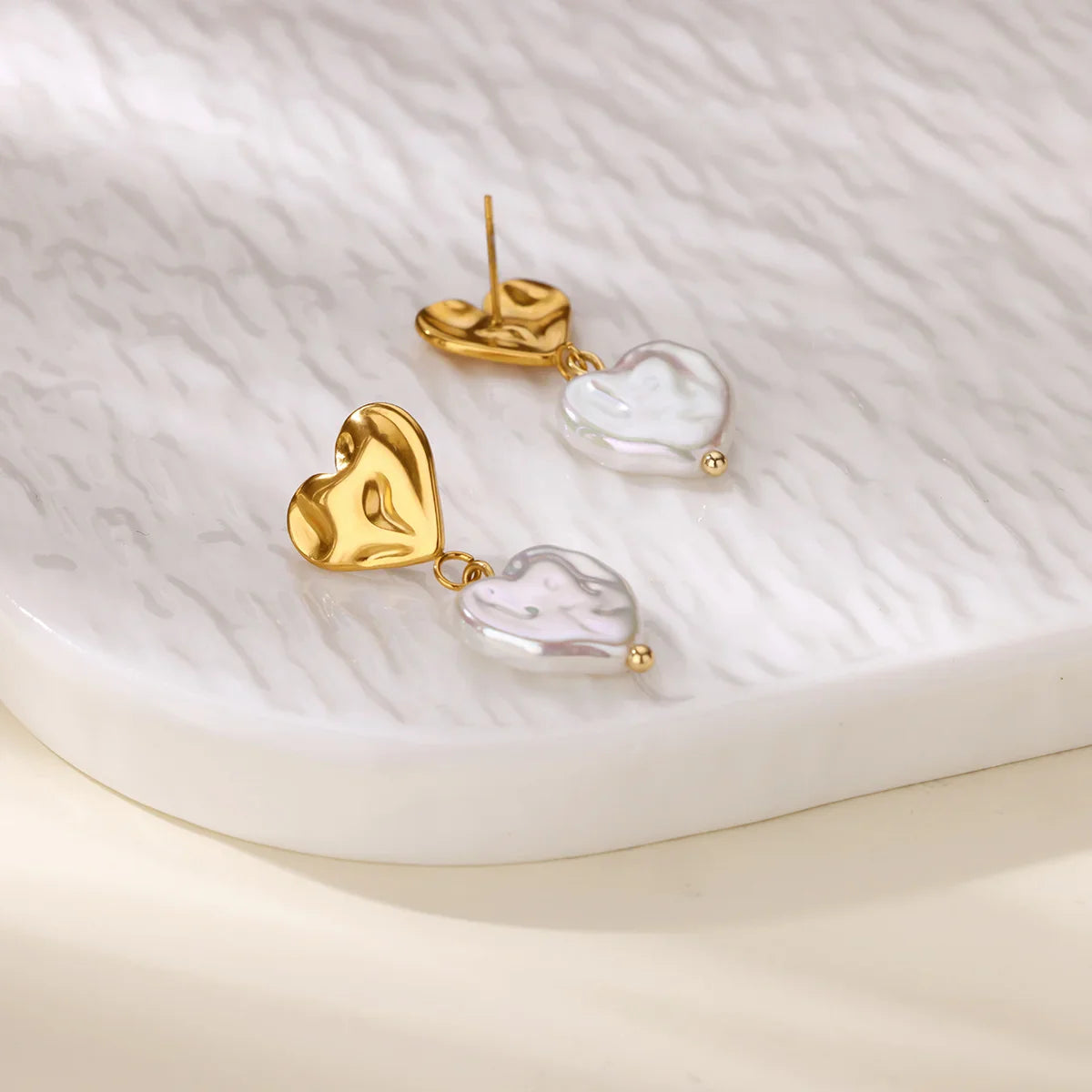 Elegant Imitation Pearl Earrings for Women Stainless Steel Heart Butterfly Shell Drop Earrings Luxury Aesthetic Jewelry Gift Vera Lux