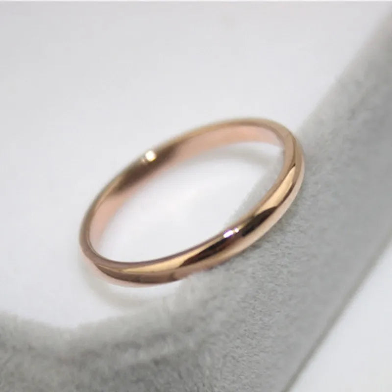 2mm Thin Stackable Ring Stainless Steel Plain Band Knuckle Midi Ring for Women Girl Size 3-12 Vera Lux