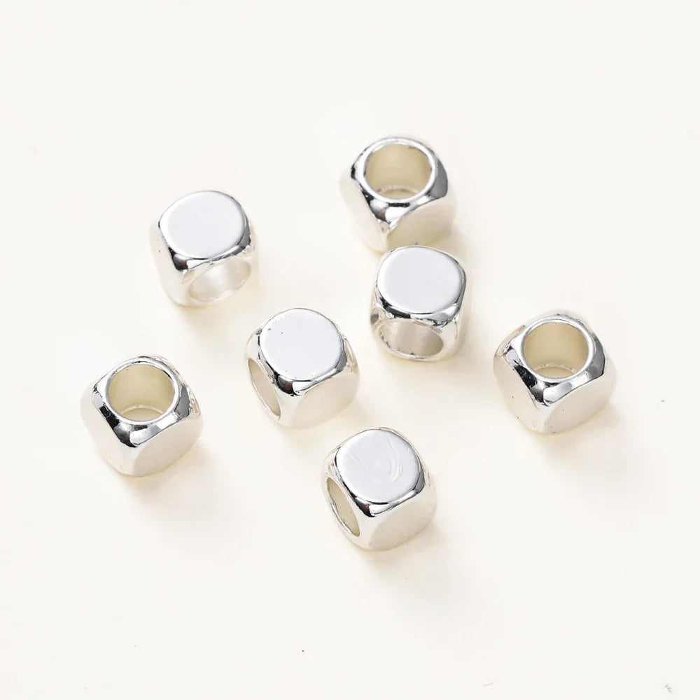 50pcs/lot 14K 18K Gold Brass Cube Square Spacer Beads Loose Charm Bead for DIY Bracelets Necklace Jewelry Making Accessories Vera Lux