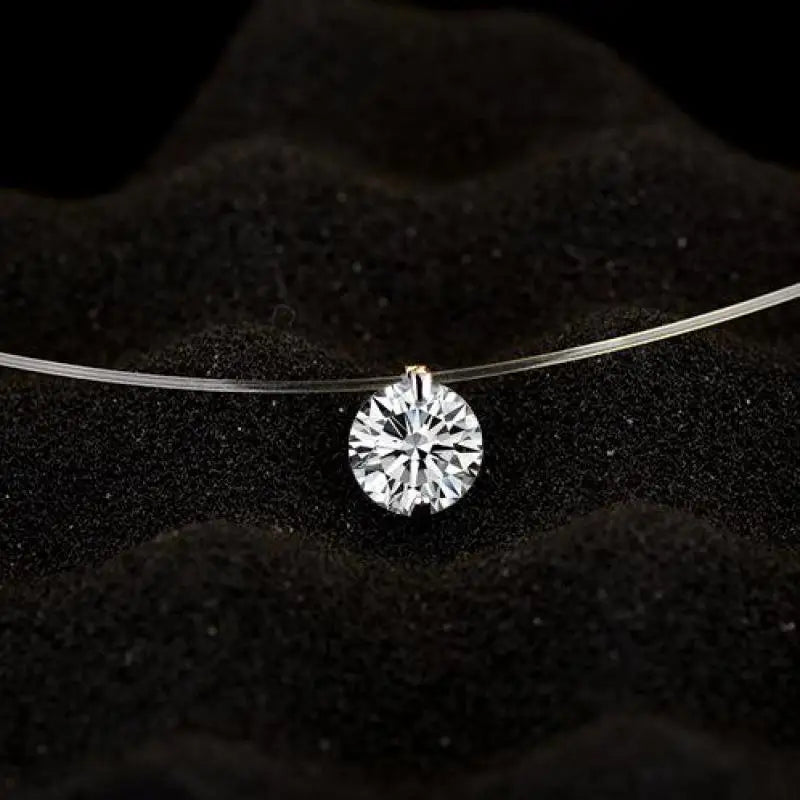 Fashion Shiny Crystal Necklace Zircon Pendant Transparent Fishing Line Invisible Ladies Necklace Jewelry Clavicle Chain Chocker Vera Lux