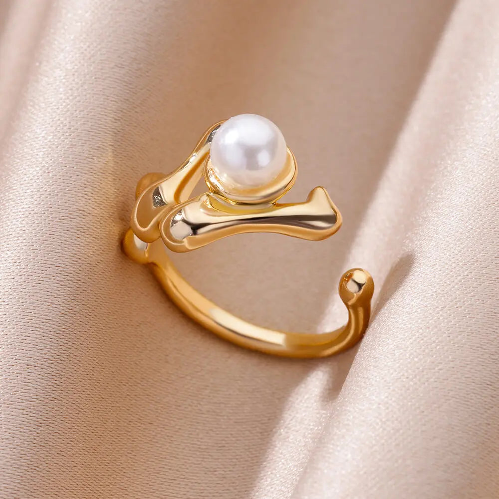 Stainless Steel Rings For Women Gold Color Fashion Heart Zircon Opening Ring Female Finger Wedding Party Jewelry Gift Vera Lux
