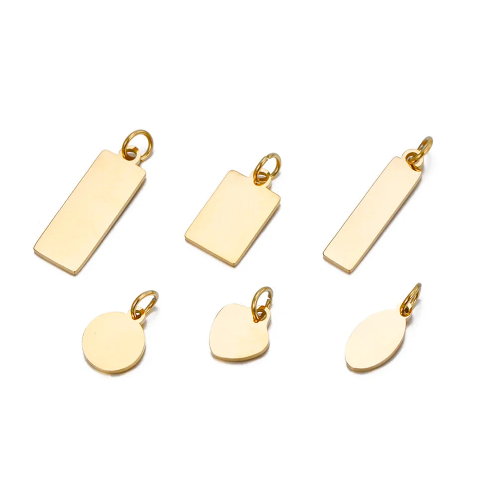 10PCS Custom Logo Tags Stainless Steel Charms for Necklace Bracelets 6 sizes to choose Vera Lux