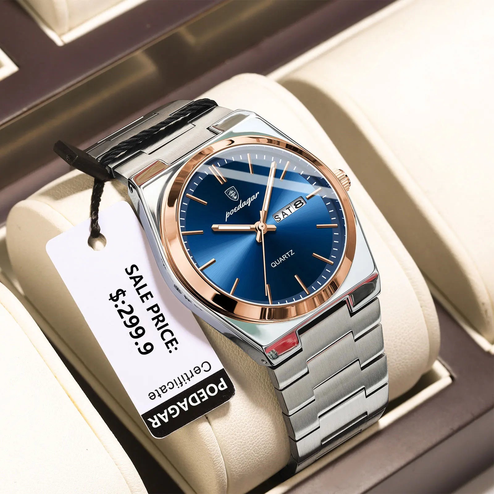 POEDAGAR Luxury Men's Watches Waterproof Luminous Date Week Men Watch Stainless Steel Casual Fashion Quartz Man Wristwatch Reloj Vera Lux