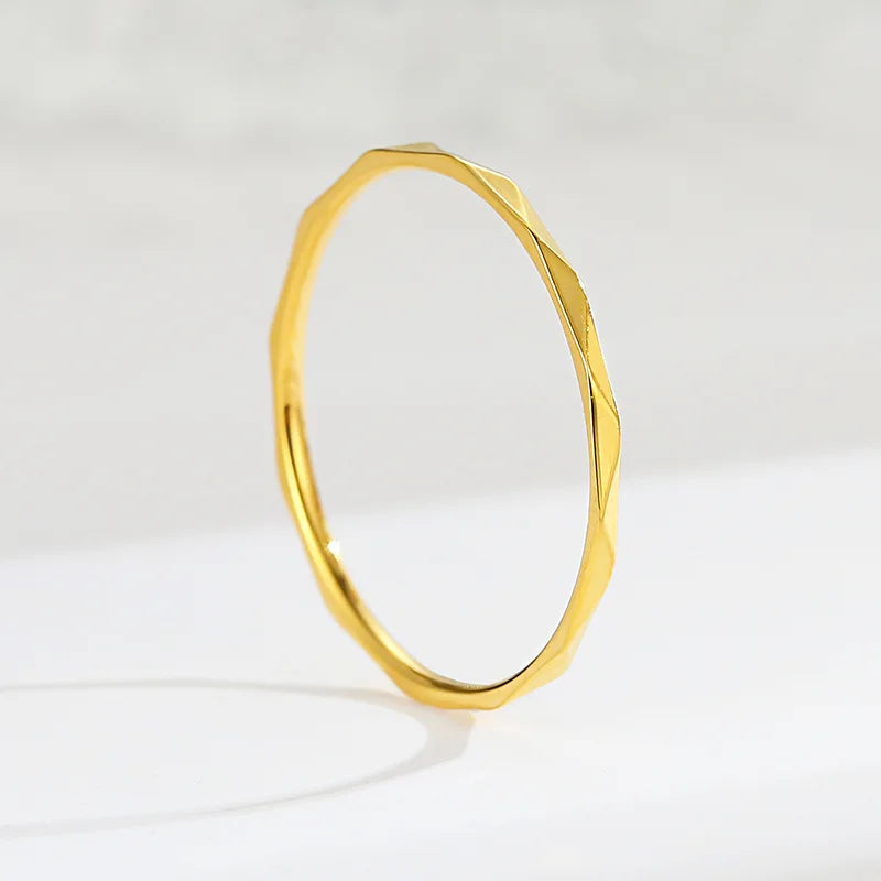 1mm Thin Stackable Ring Stainless Steel V Faceted Knuckle Midi Ring for Women Girl Size 3-10 Vera Lux