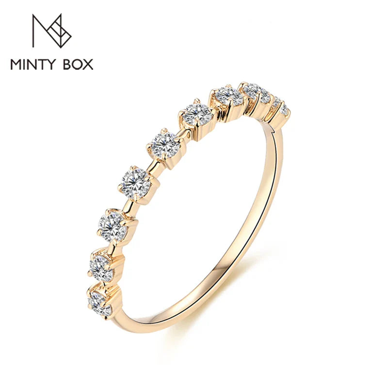 MINTYBOX 925 Sliver D Color VVS1 Moissanite 10K 14K Yellow Gold Plated Engagement Wedding Band Moissanite Diamond Ring for Women Vera Lux