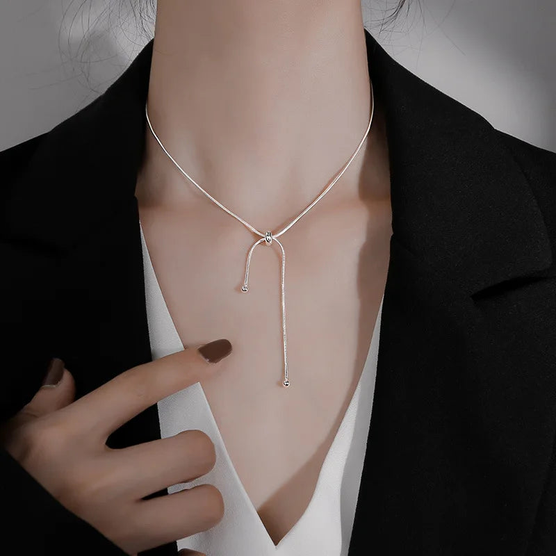 925 Sterling Silver Neck Snake Chain Necklaces Women Luxury Jewelry Exquisite Elegant Aesthetic Charms Accessories Argent 925 Vera Lux
