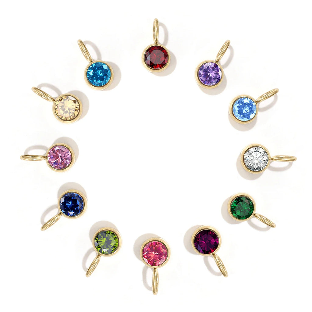 12 Color Birthstone Pendant Month Zirconia for Necklace Color Stone DIY Charms Accessories Birthday Gift Jewelry Vera Lux