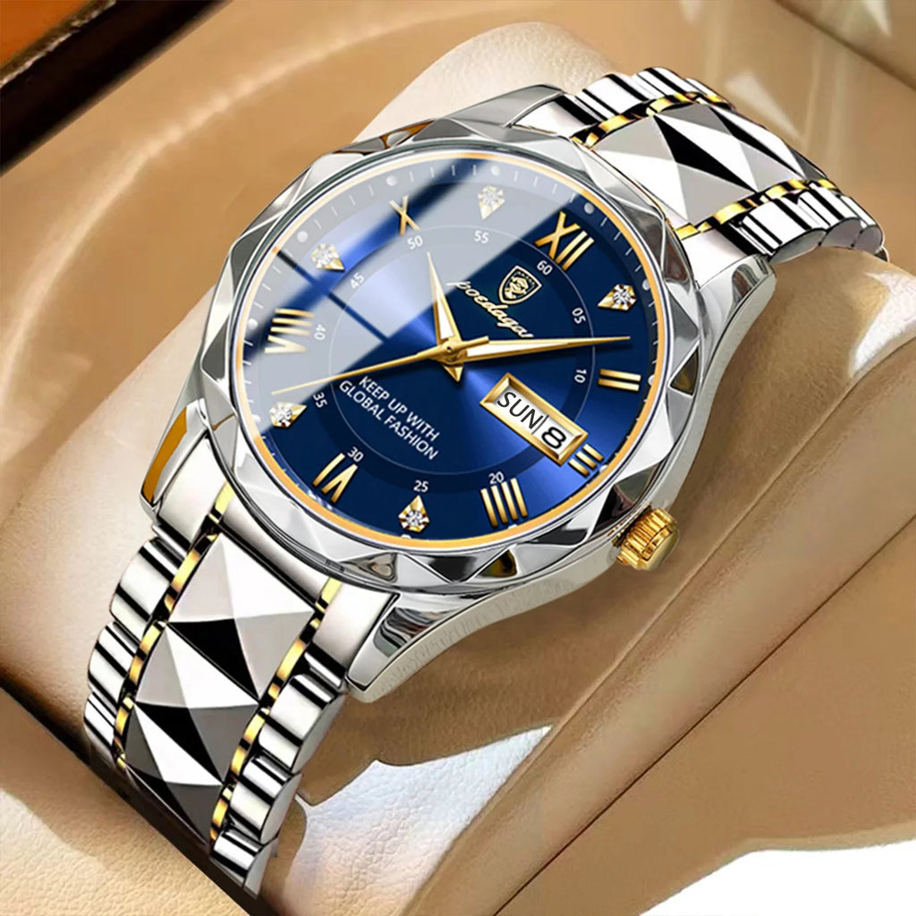 POEDAGAR Business Luxury Men's Watches Waterproof Stainless Steel Luminous Man Wristwatch Date Week Sport Men Quartz Watch Reloj Vera Lux