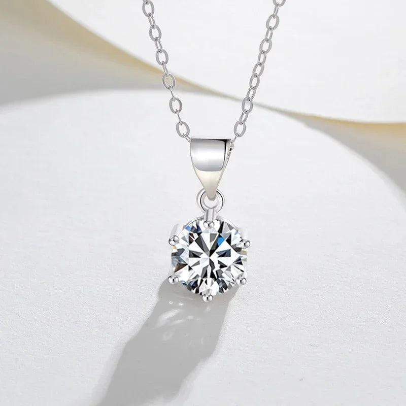 NeeTim 1ct 2ct 4ct Moissanite Necklace For Women 925 Sterling Silver Lab Diamond with Gold Plated Pendant Wedding Party Jewelry Vera Lux