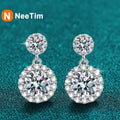 NeeTim 1ct Moissanite Earrings for Women S925 Sterling Silver 18k White Gold Plated Diamond Drop Earring Gifts with Certificate Vera Lux