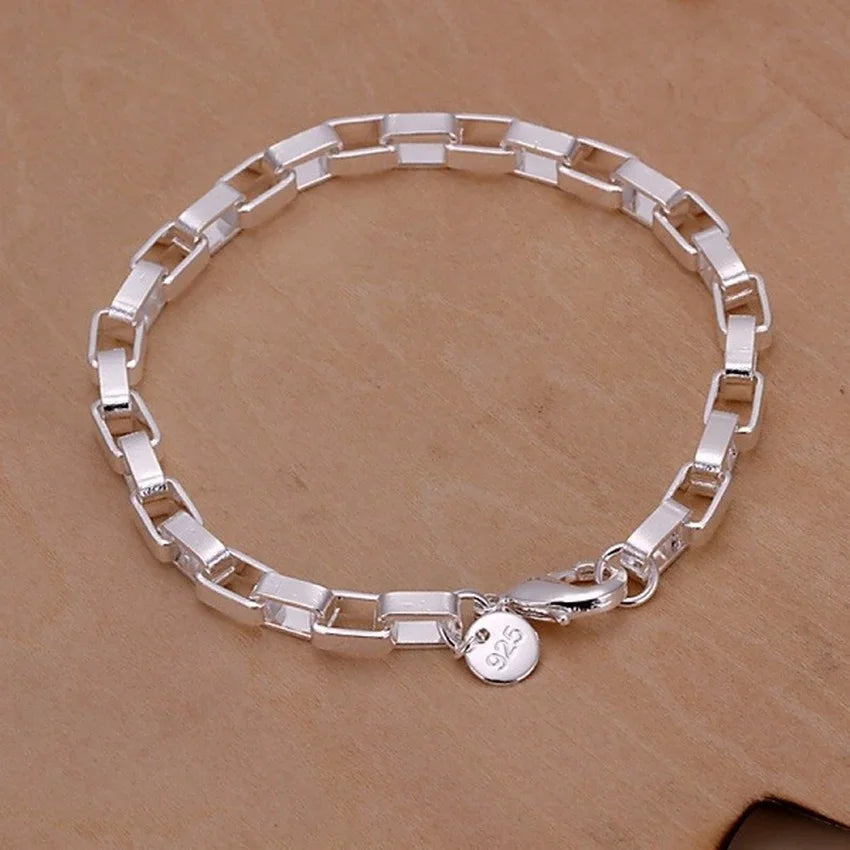 8 Inch 18K Gold Bracelet 5MM Sideways Chain Bracelet For Woman Men Fashion Wedding Engagement 925 Sterling Silver Jewelry Gifts Vera Lux