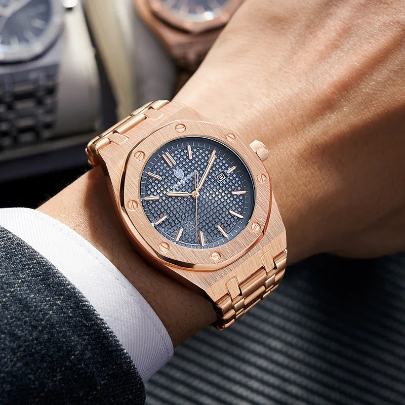 PAAZOMU Luxury Business Man Wristwatch Waterproof Luminous Date Men Watch Stainless Steel Fashion Quartz Watches For Men Reloj Vera Lux