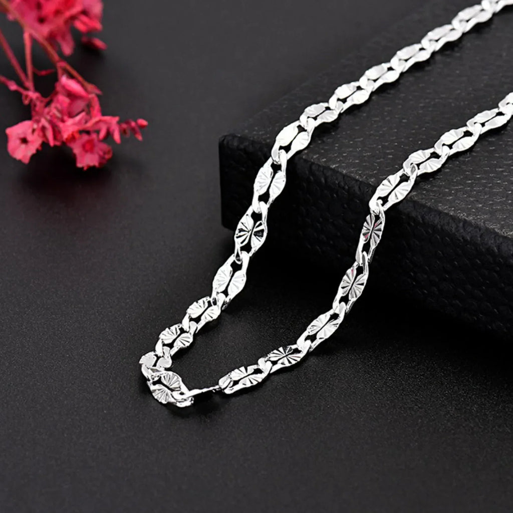 Fine 925 Sterling Silver flat chains Necklaces for Men Women wedding party Jewelry Christmas gifts 45-75cm Vera Lux