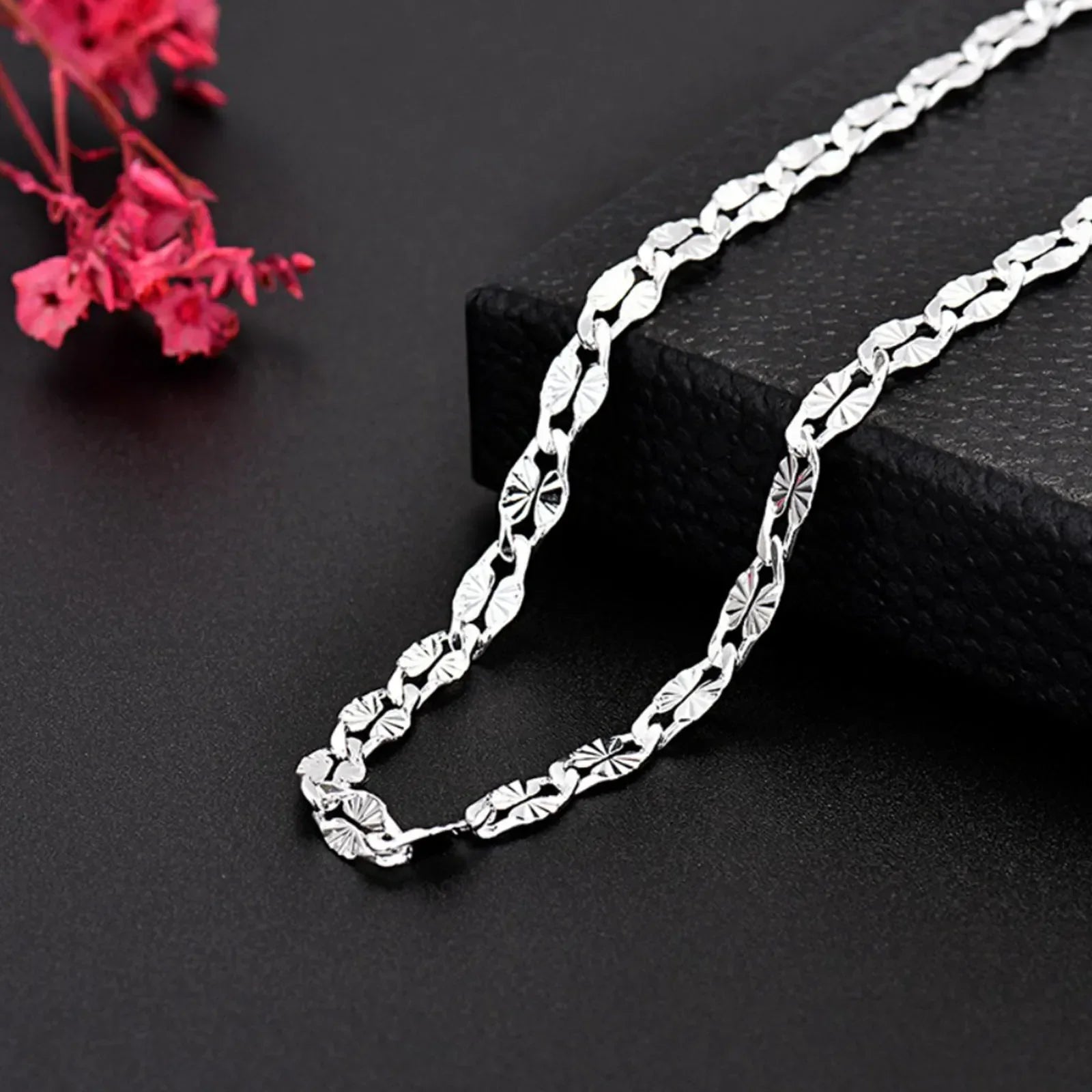 Fine 925 Sterling Silver flat chains Necklaces for Men Women wedding party Jewelry Christmas gifts 45-75cm Vera Lux