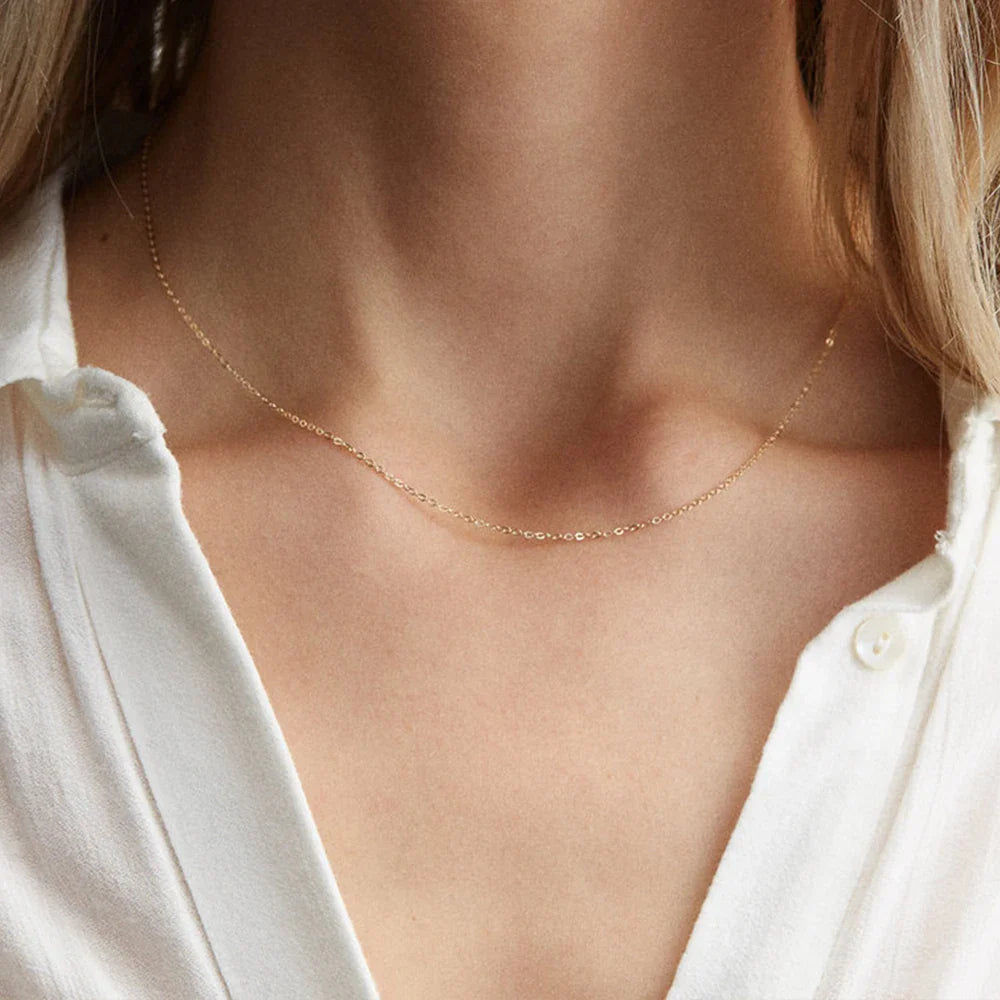 Fine Chain Necklace Stainless Steel Gold Color Pendants Short Long Statement Women Colar Gift Stainless Steel Jewelry Wholesale Vera Lux