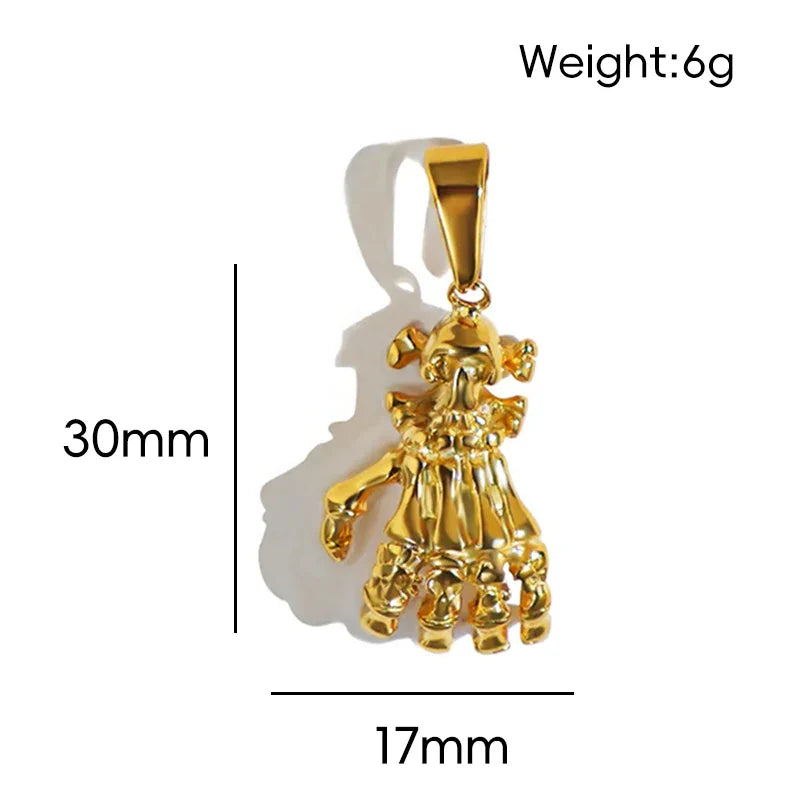 18K Gold Plated Stainless Steel Pendant Vintage Egyptian Pharaoh Portrait Lion Skull & Ghost Hand Charms Trendy Jewelry Vera Lux