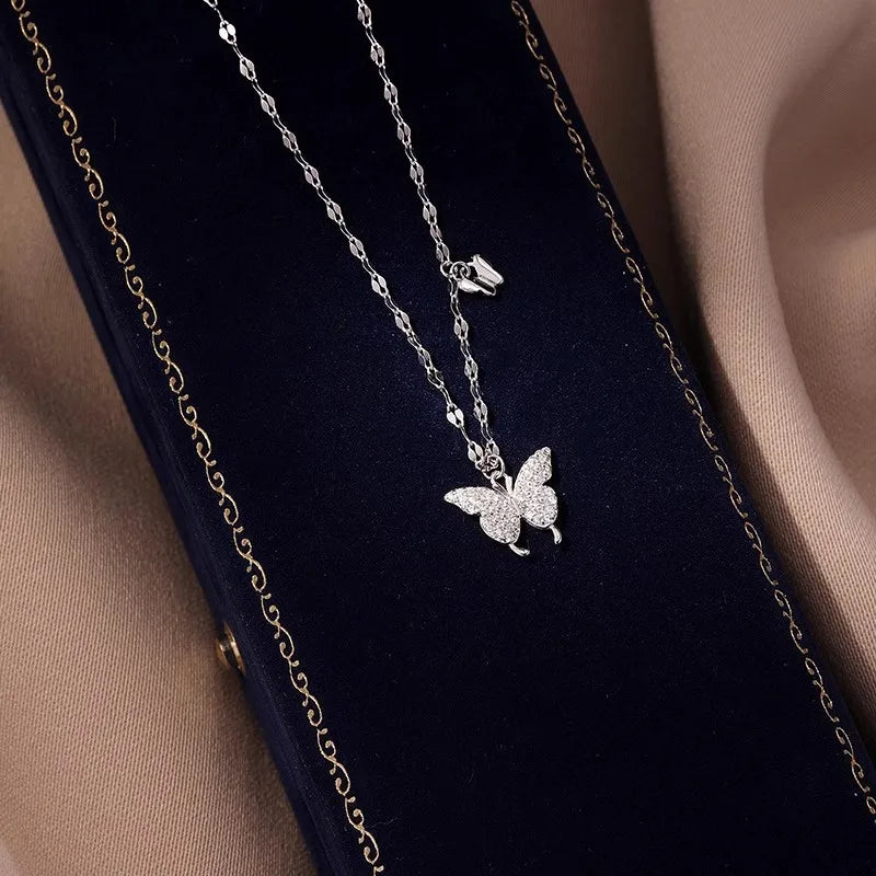 925Silver Butterfly necklace for women in summer, niche, versatile, exquisite, luxurious, high-end, collarbone chain Vera Lux