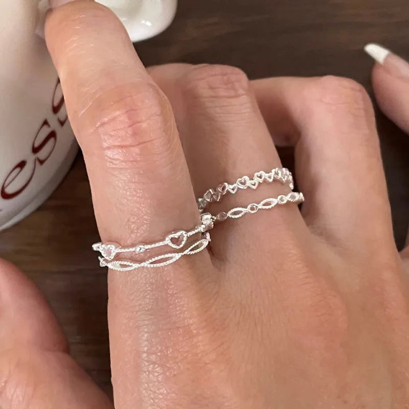 VENTFILLE 925 Sterling Silve Love Heart Hollowed Out Ring For Women Girl Extremely Fine Korea Ins Jewelry Gift Dropshipping Vera Lux