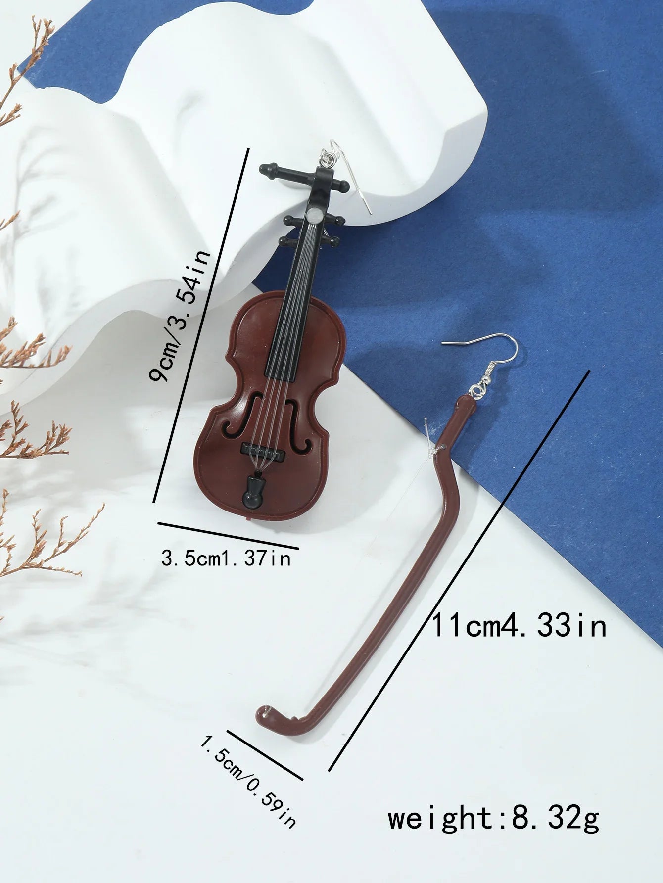 Enamel Guitar Drop Earrings for Women Rhinestone Music Equipment Ladies Fashion Earrings Banquet Party Gifts Jewelry Accessories Vera Lux