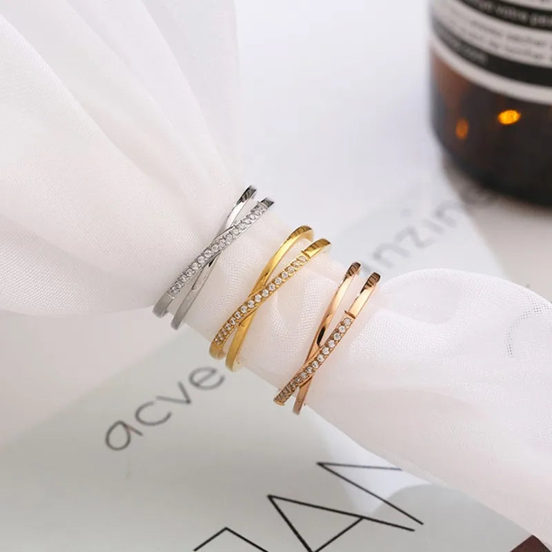 Stainless Steel Pave CZ Cross Ring Wedding Band for Women Girl Size 5-10 Vera Lux
