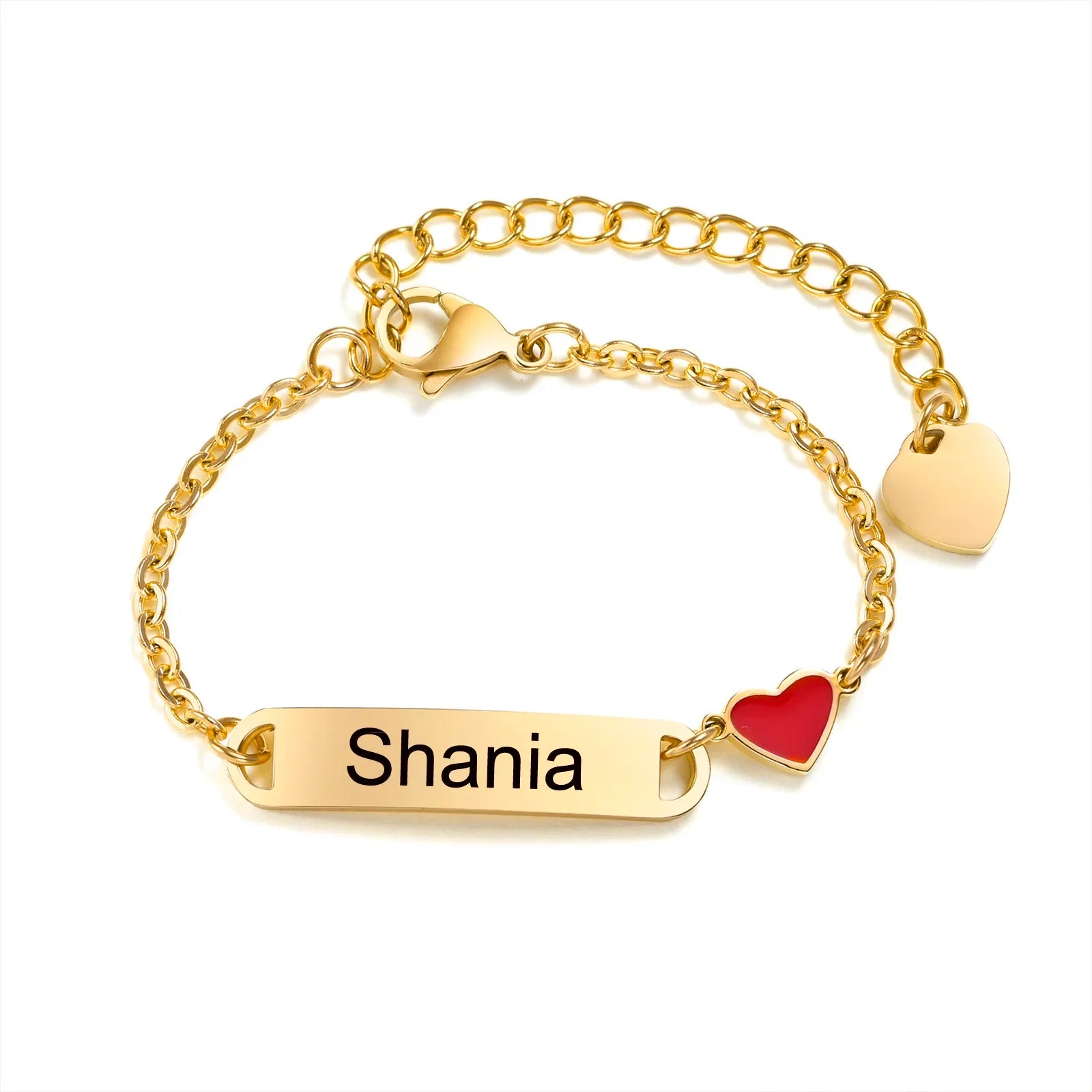 Customized Heart Bracelet for Little Girl Boy, Engravable ID Name Bracelet, Personalized Stainless Steel Chain Birthday Gift Vera Lux