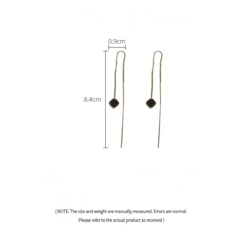 Simple Geometric Square Drop Earring For Women Korean Fashion Gold-color Line Long Tassel Dangle Earrings Party Jewelry Gift Vera Lux