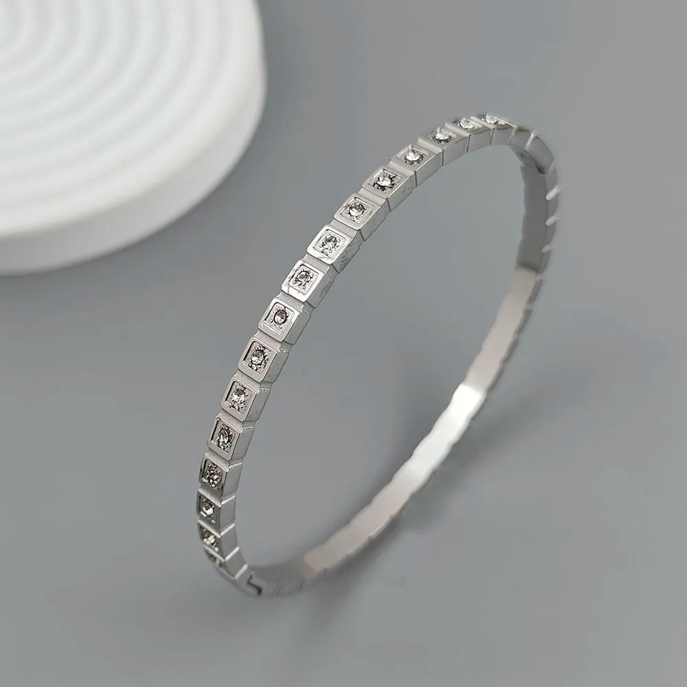 Classic square zircon gold-plated stainless steel bracelet 18K, high quality waterproof couple bracelet, wife gift Vera Lux