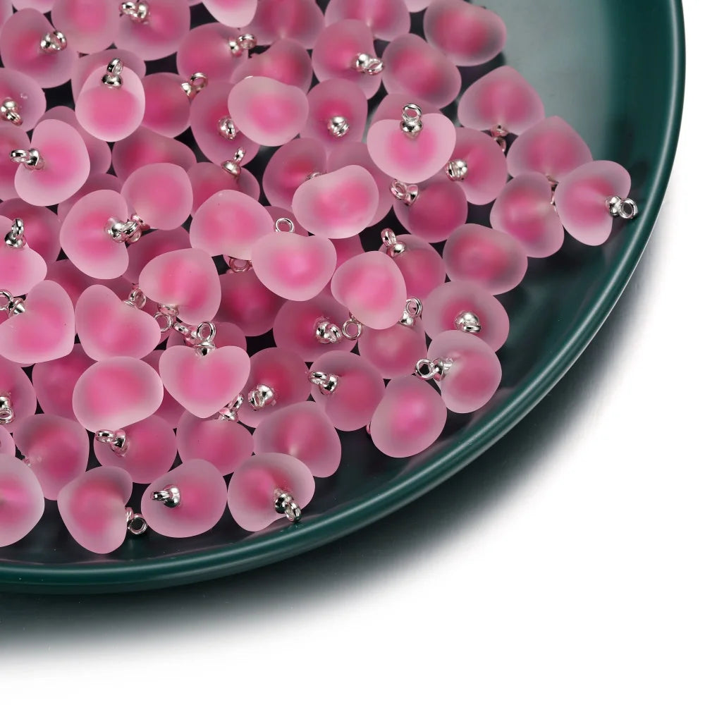 10Pcs/Lot Resin Frosted Colorful Heart Charms Bracelet Earrings Necklace Jelly Beads Pendant For DIY Jewelry Making Supplies Vera Lux