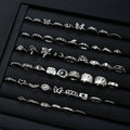 51pcs Gothic Punk Ring Set For Women Men Fashion Butterfly Heart Snake Design Match Ring Daily Wear Halloween Jewelry Gifts New Vera Lux