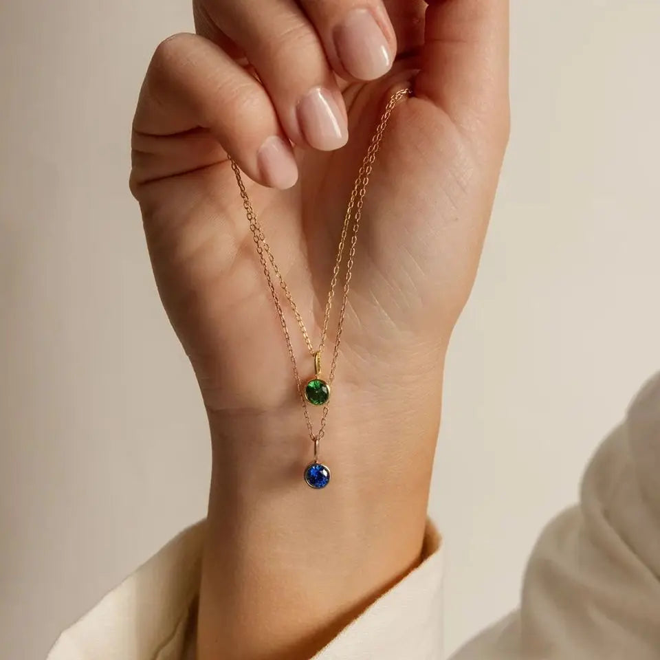 Birthstone Necklace for Woman Stainless Steel 12 Constellation DIY Colourful Zirconia Pendat Birthday Gift Jewelry Wholesale Vera Lux