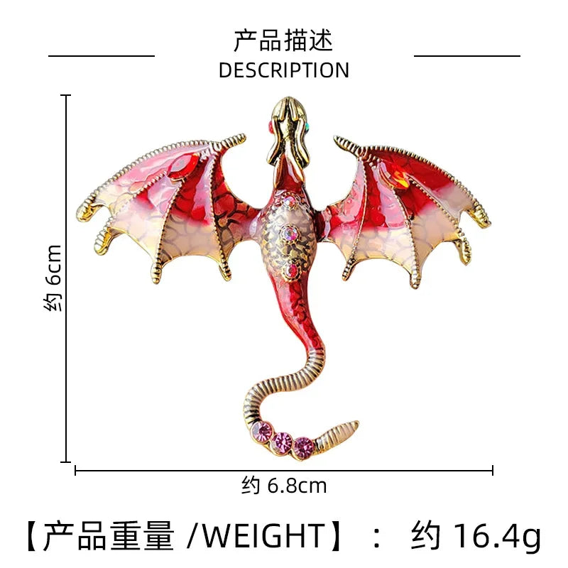 Fashion Enamel Dragon Brooches For Men Women Rhinestone Flying Dragon Clothes Suit Party Office Brooch Pins Jewelry Accessories Vera Lux
