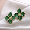 Fashion Korean Women Retro Drip Glaze Red Flower Earrings Women for Delicate Earrings Luxury Couple Engagement Jewelry Gift Vera Lux
