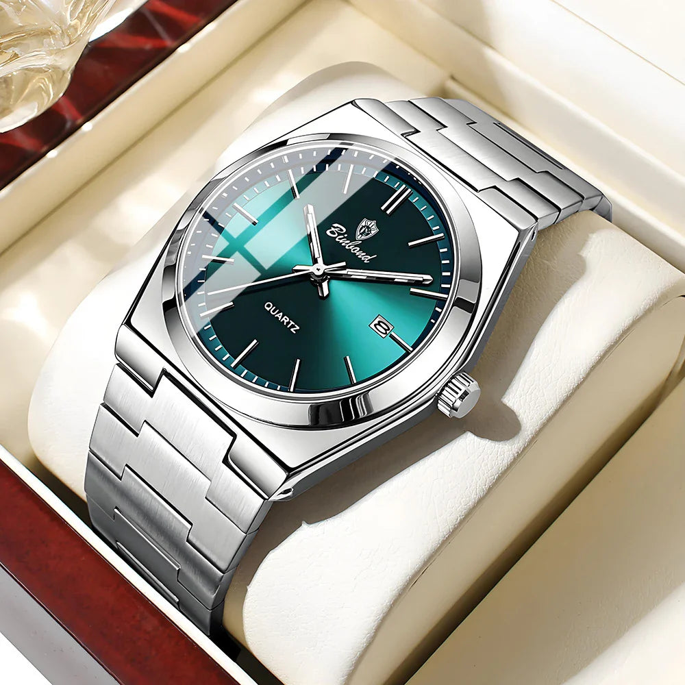 New Casual Business Fashion Quartz Wristwatches Movement Silver Clock Men Luxury Watch Automatic Watches Mens Gifts Reloj Hombre Vera Lux