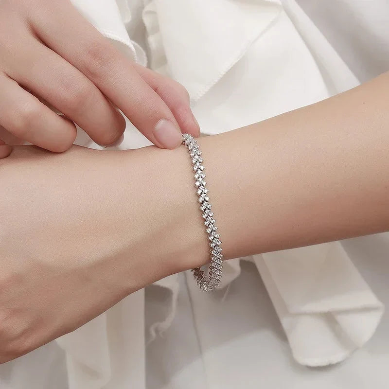 NeeTim Moissanite Tennis Bracelet 925 Sterling Silver Lab Diamond Bracelets with White Gold Plated  Fine Jewelry For Women Vera Lux