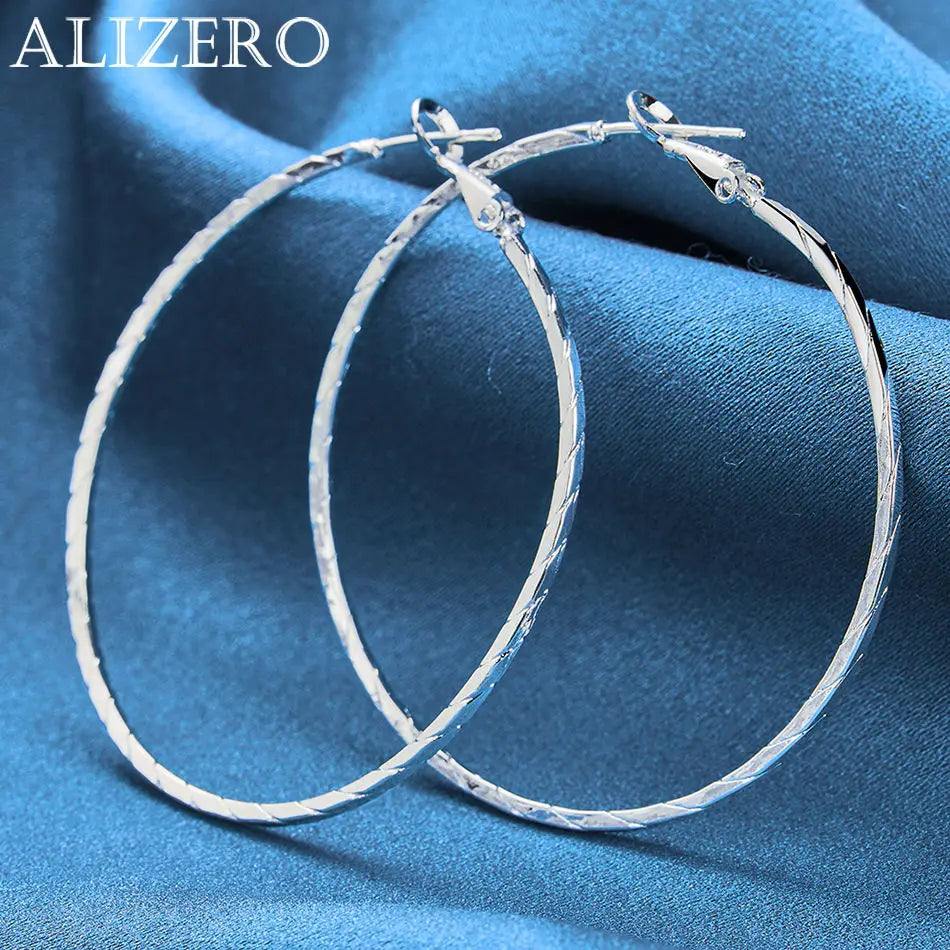 ALIZERO 925 Sterling Silver Earrings Simple Round Circle Hoop Earrings For Woman Fashion Wedding Engagement Charm Jewelry Gifts Vera Lux