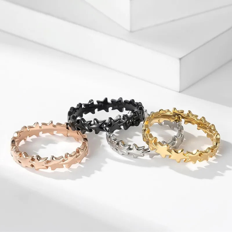 Stainless Steel Star Eternity Stackable Ring Wedding Band for Women Girl Size 5-9 Vera Lux