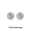 NeeTim 1ct D Color VVS1 Moissanite Jewelry Set 925 Silver with White Gold Plated Pendant Necklace Stud Earrings Sets for Women Vera Lux