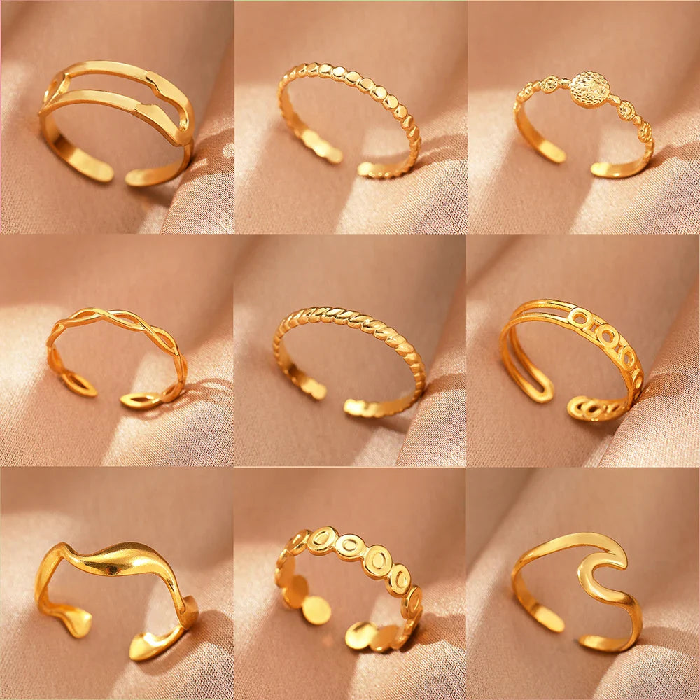Stainless Steel Rings Simpler Geometric Fashion Vintage Fine Adjustable Open Rings For Women Jewelry Weddings Gifts New Trendy Vera Lux