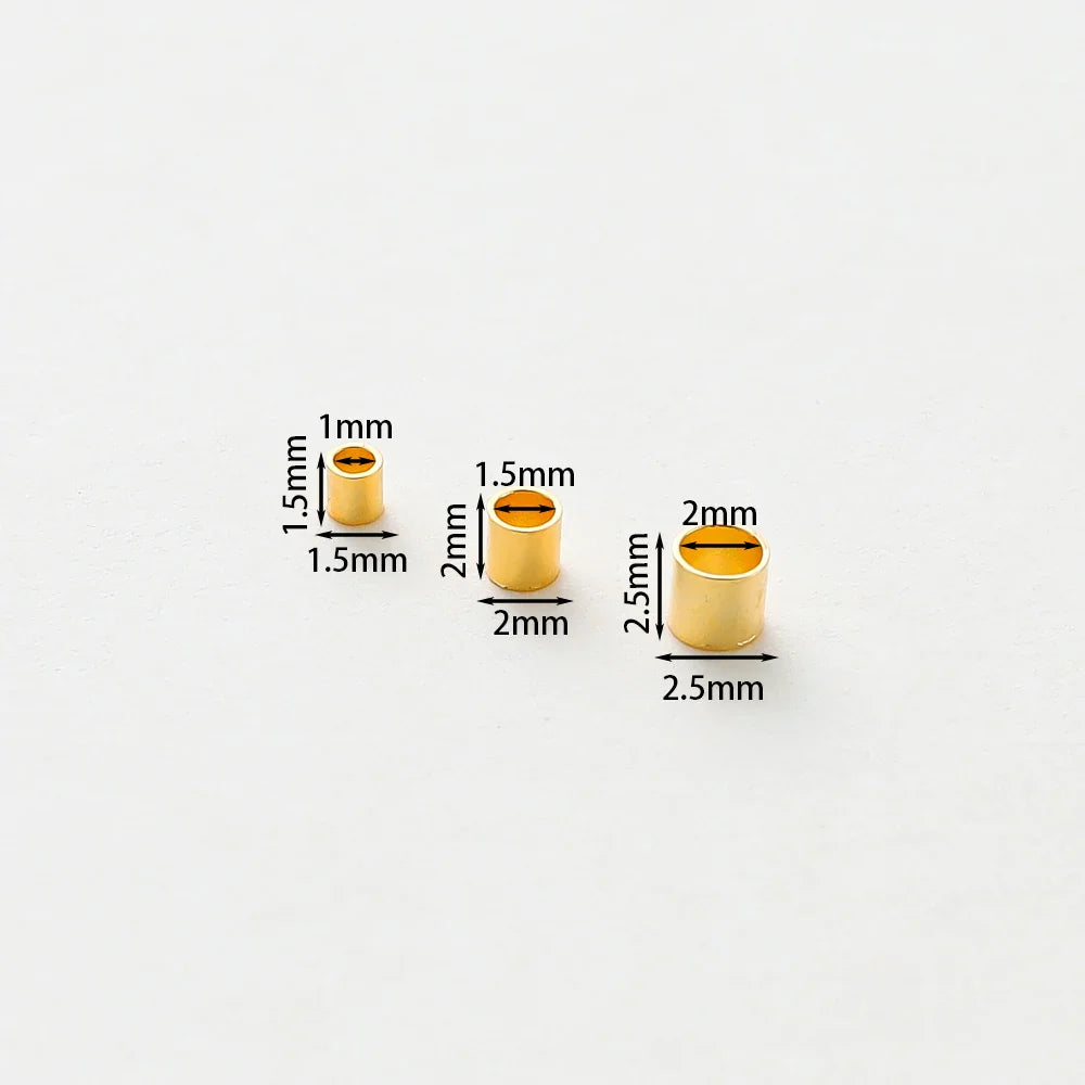 100pcs/lot 1.5/2/2.5mm 14K/18K Gold Color Plated Brass Positioning Beads for DIY Bracelet Necklace Jewelry Making Accessories Vera Lux