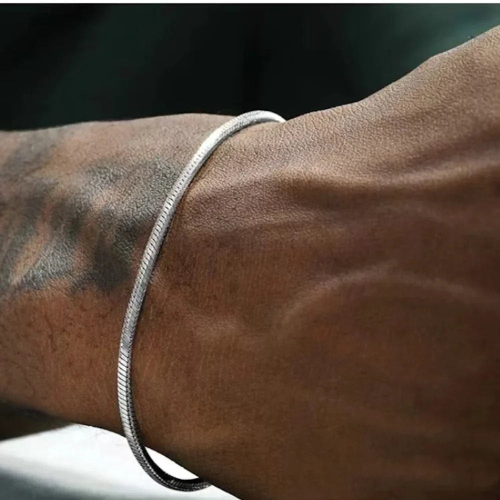 ALIZERO 925 Sterling Silver 3mm Snake Chain Bracelet For Men Women Punk Hip Hop Bracelet Fashion Party Jewelry Wholesale 16-23cm Vera Lux