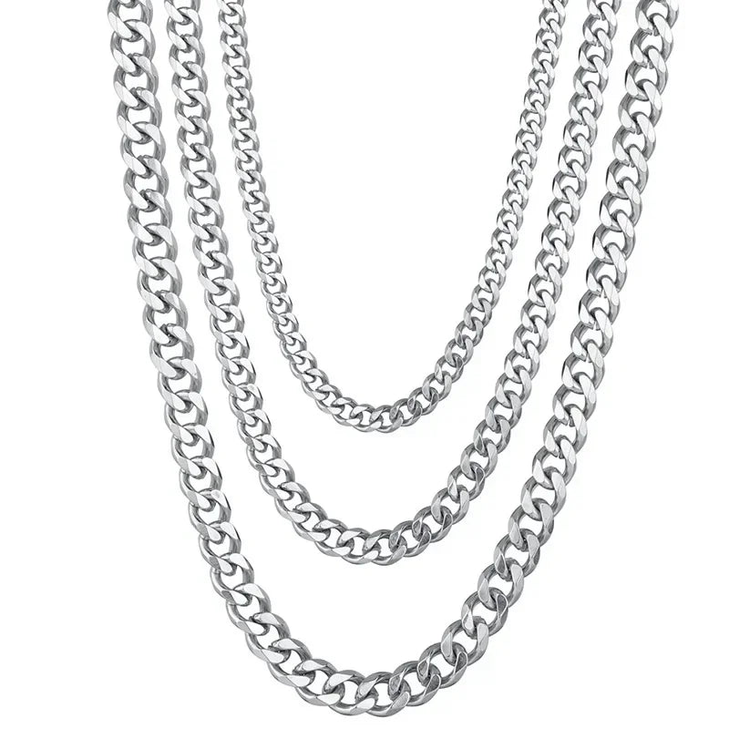 3.5-7MM Stainless Steel Necklaces For Men Punk Gold Color Cuban Link Chain Women Hip Hop Fashion Jewelry Accessories 45-70CM Vera Lux
