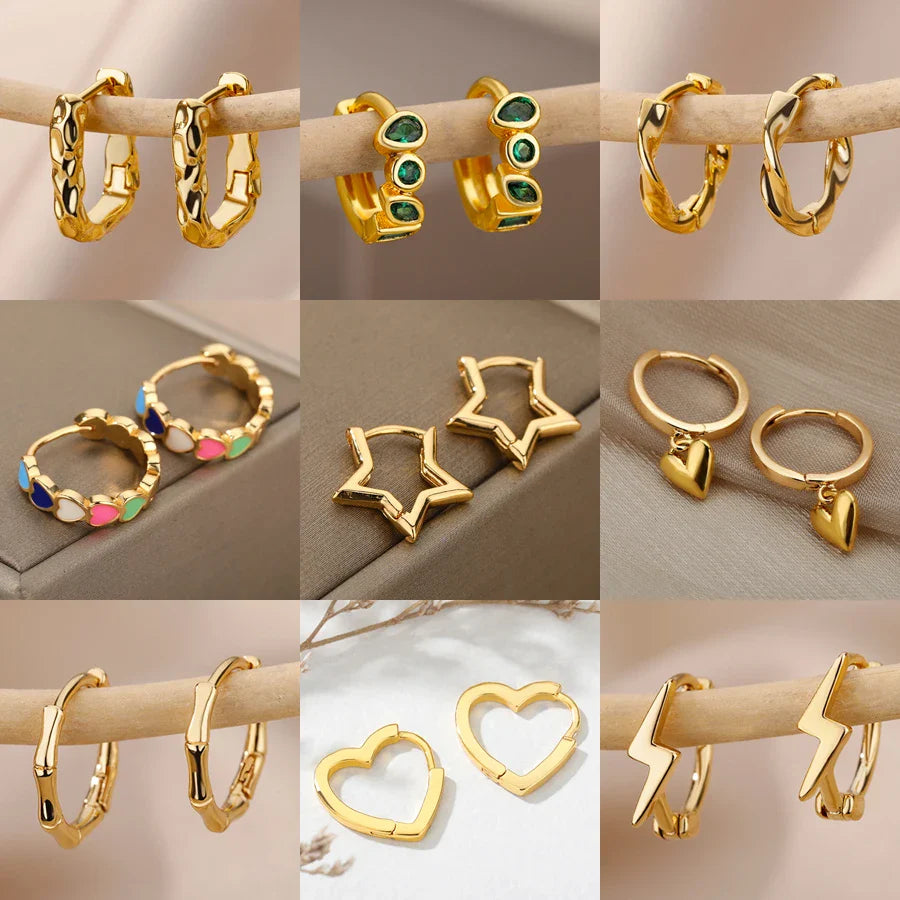 Luxury Star Pendientes Earrings For Women Girl Stainless Steel Minimalist Hoop Piercing 2025 New In y2k Jewelry aretes de mujer Vera Lux